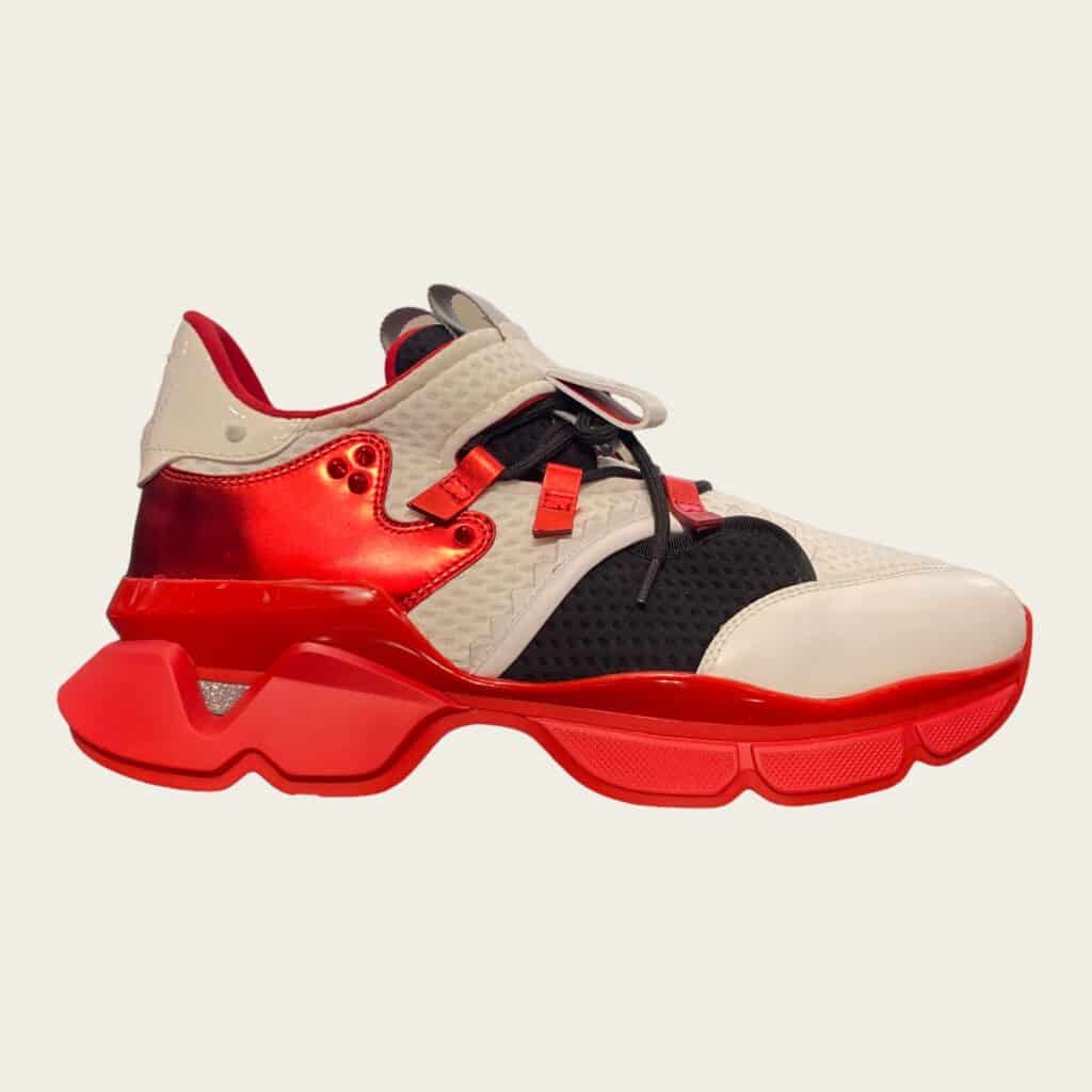 Christian Louboutin sneakers Red Runner neoprene bianco e rosso, 43,5.