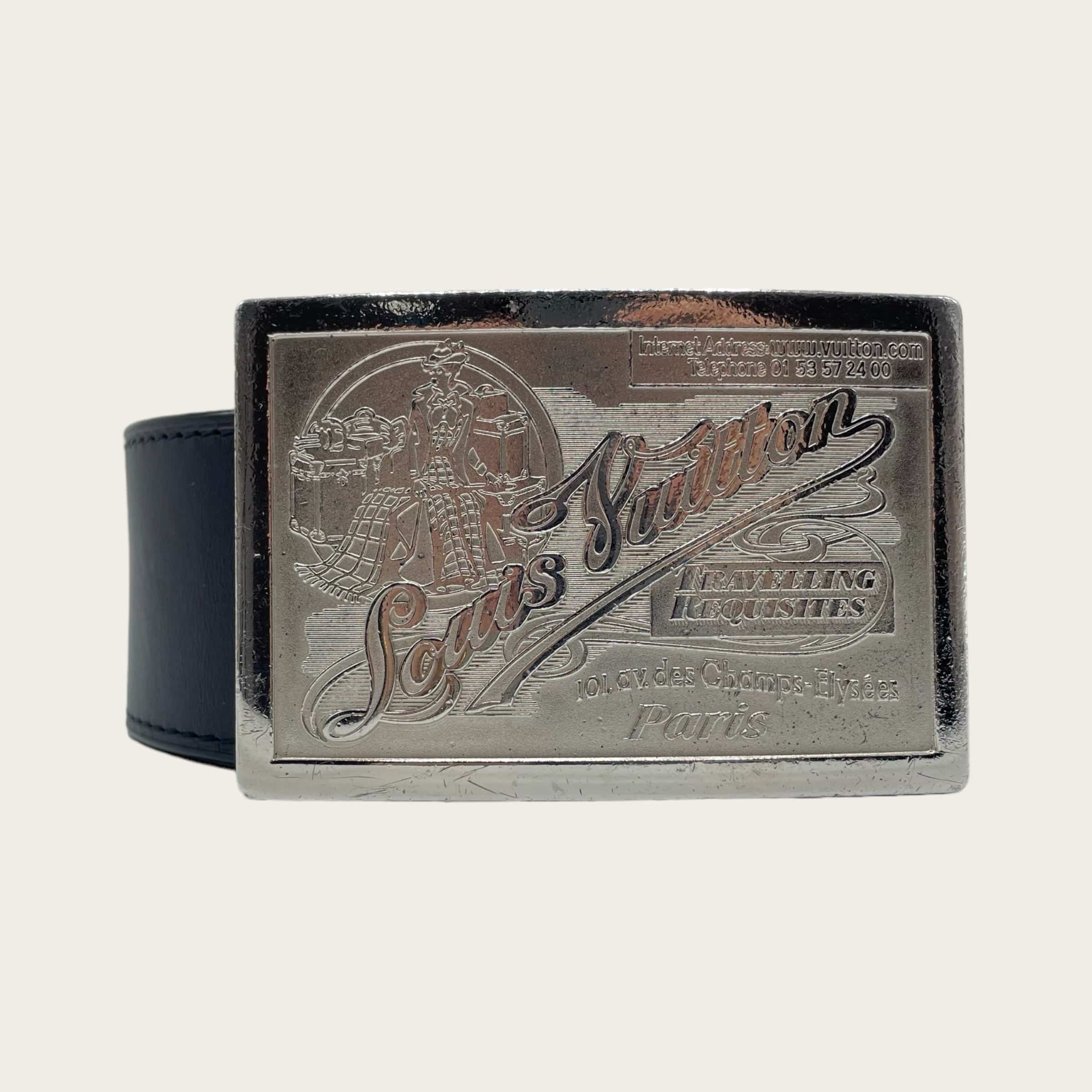 Cintura Louis Vuitton in pelle nera e iniziali in argento LV in ottime  condizioni! Nero ref.107121 - Joli Closet