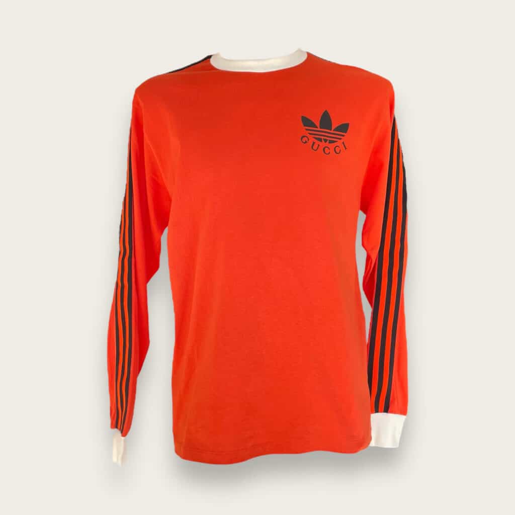 Gucci x Adidas t-shirt a maniche lunghe arancione logo, S.